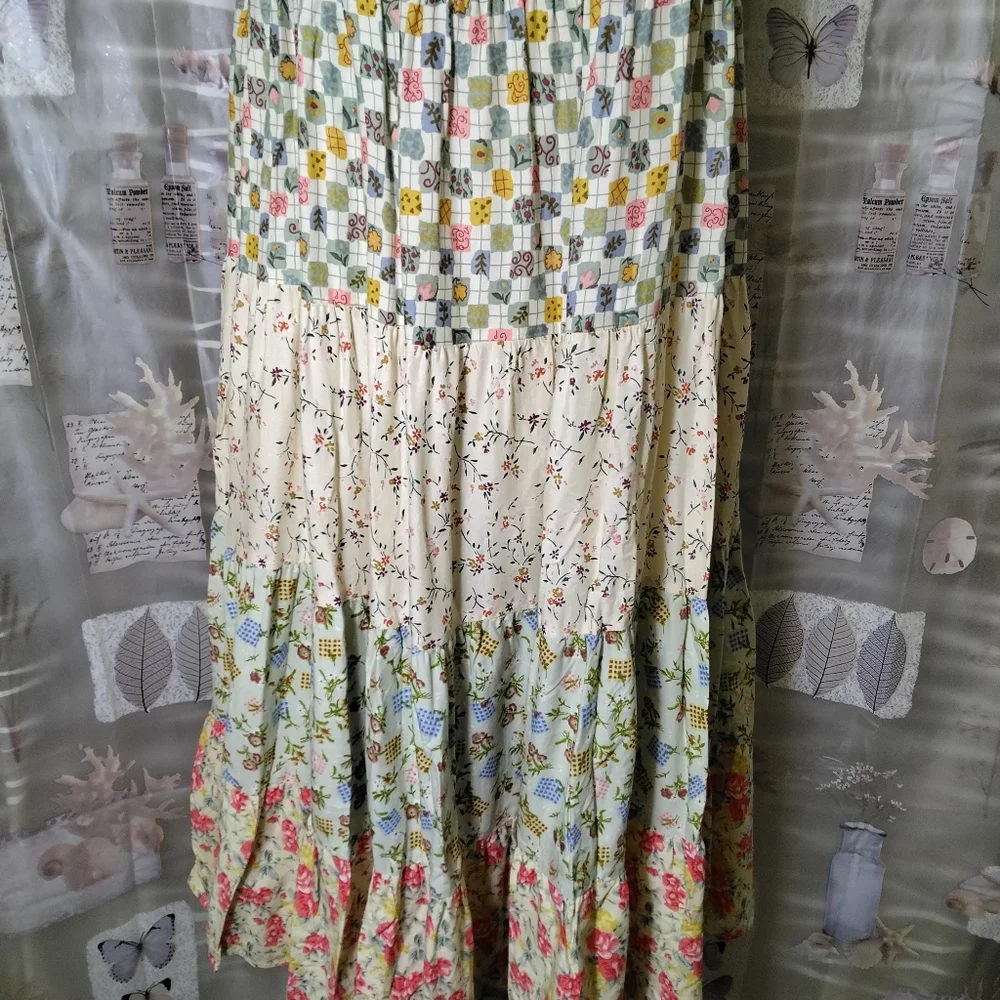 Malley Too Dallas Vintage Tiered Boho Prairie Cottagecore Maxi Dress Size 16